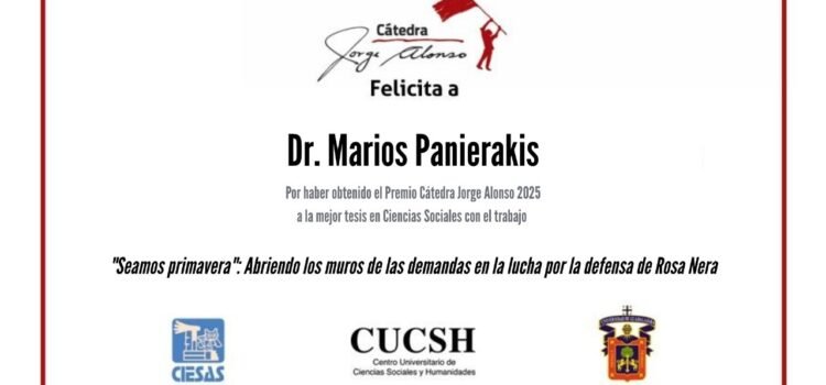 Reconocen al sociólogo griego Marios Panierakis con la Cátedra Jorge Alonso 2025