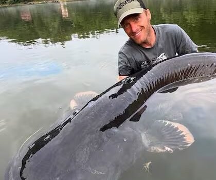 Pescador checo rompe su propio récord con un bagre gigante de 2,68 metros
