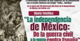 Anuncian charla temática sobre la Independencia de México